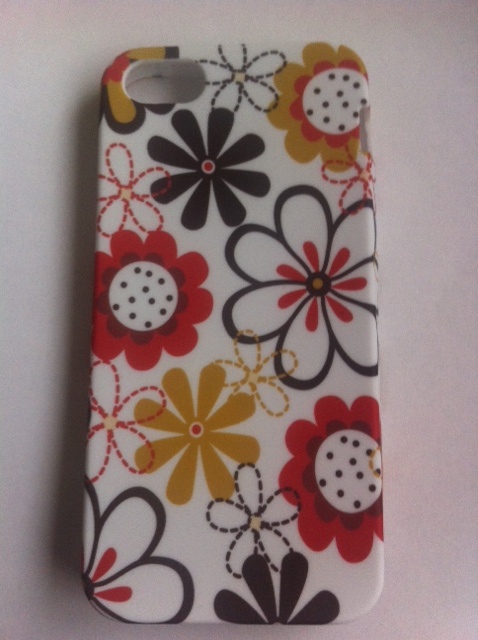 Apple Iphone 5 case, wit met bloemen